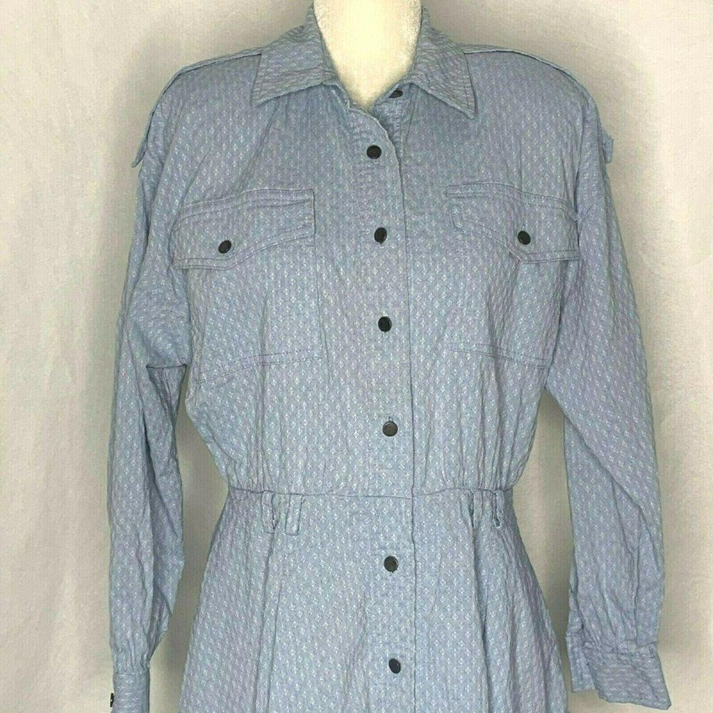 Vintage Neiman Marcus Shirt Dress 8 Blue Denim